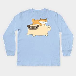 Pug and Little Shiba Kids Long Sleeve T-Shirt